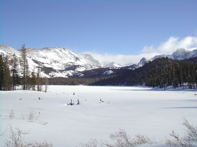 We took a break on a bench about 3 feet from where this picture was taken on our way around the lake while x-country skiing. Perfect day.