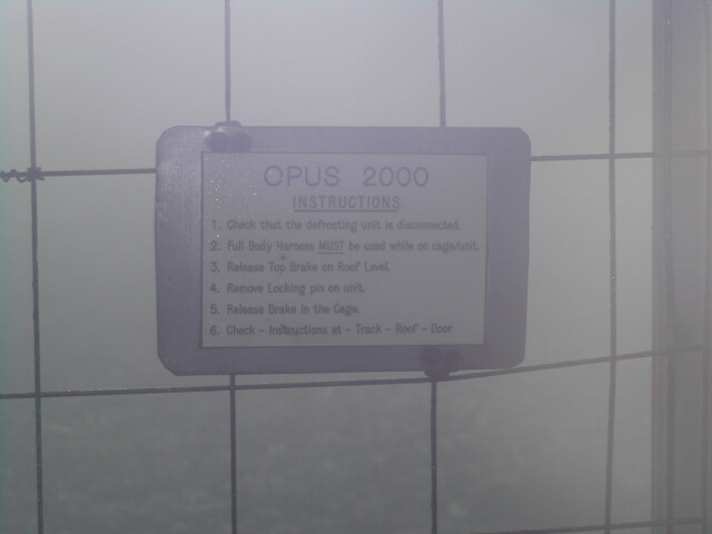 I thought this was an interesting sign at the top of the CN Tower. Basically, you're 114 stories up and there's this little cage that people get to go into to clean the glass (I'm guessing)... it was *really* windy up there... I think this could rank up there with the world's scariest jobs.